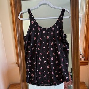 No Boundaries Floral Black Tank Top XL (15-17)